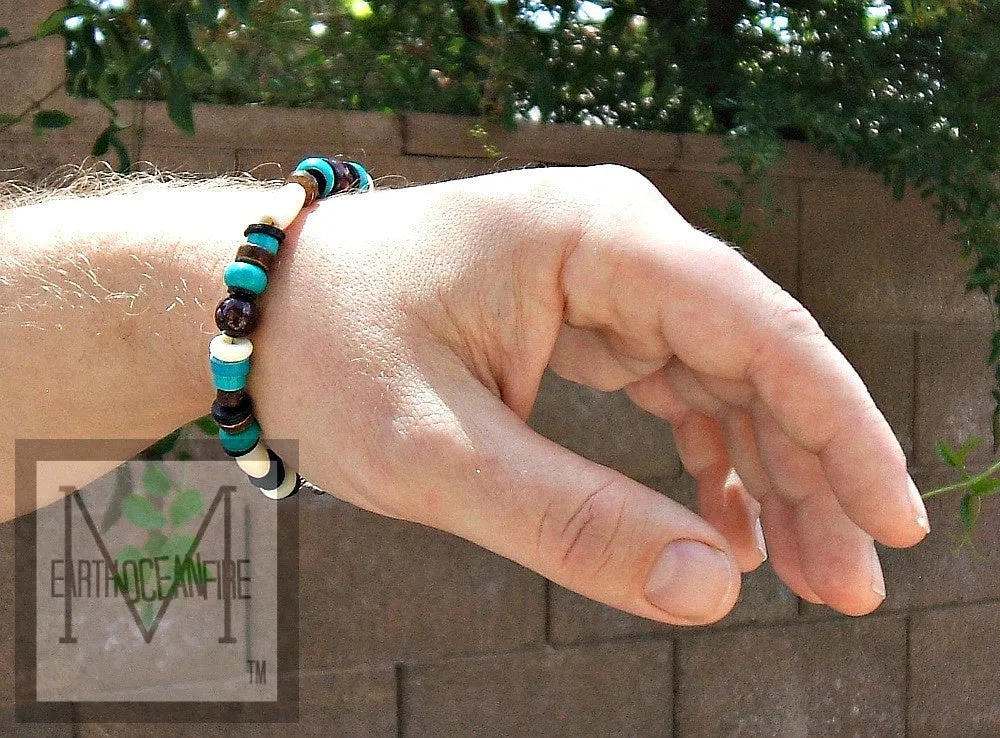 Men's Blue Gemstone And Garnet Beaded Hampton Bracelet