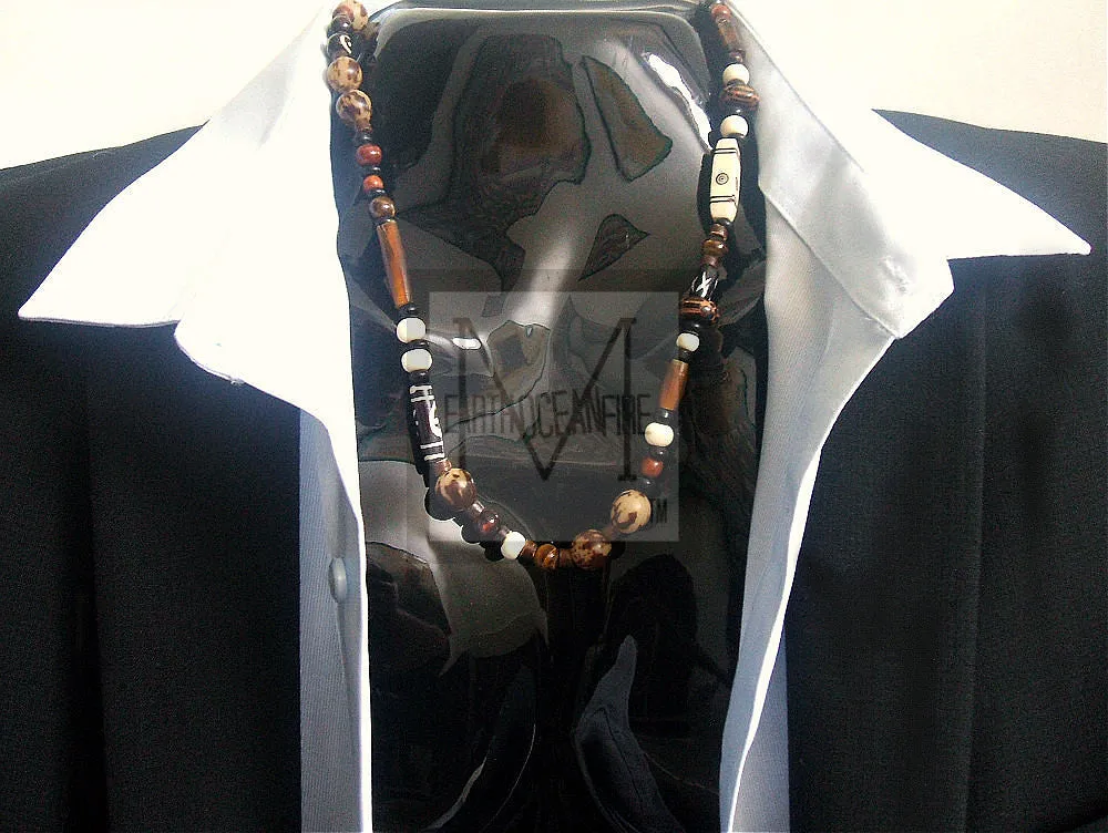Men's Tribal Gemstone Bone Horn Beaded Necklace