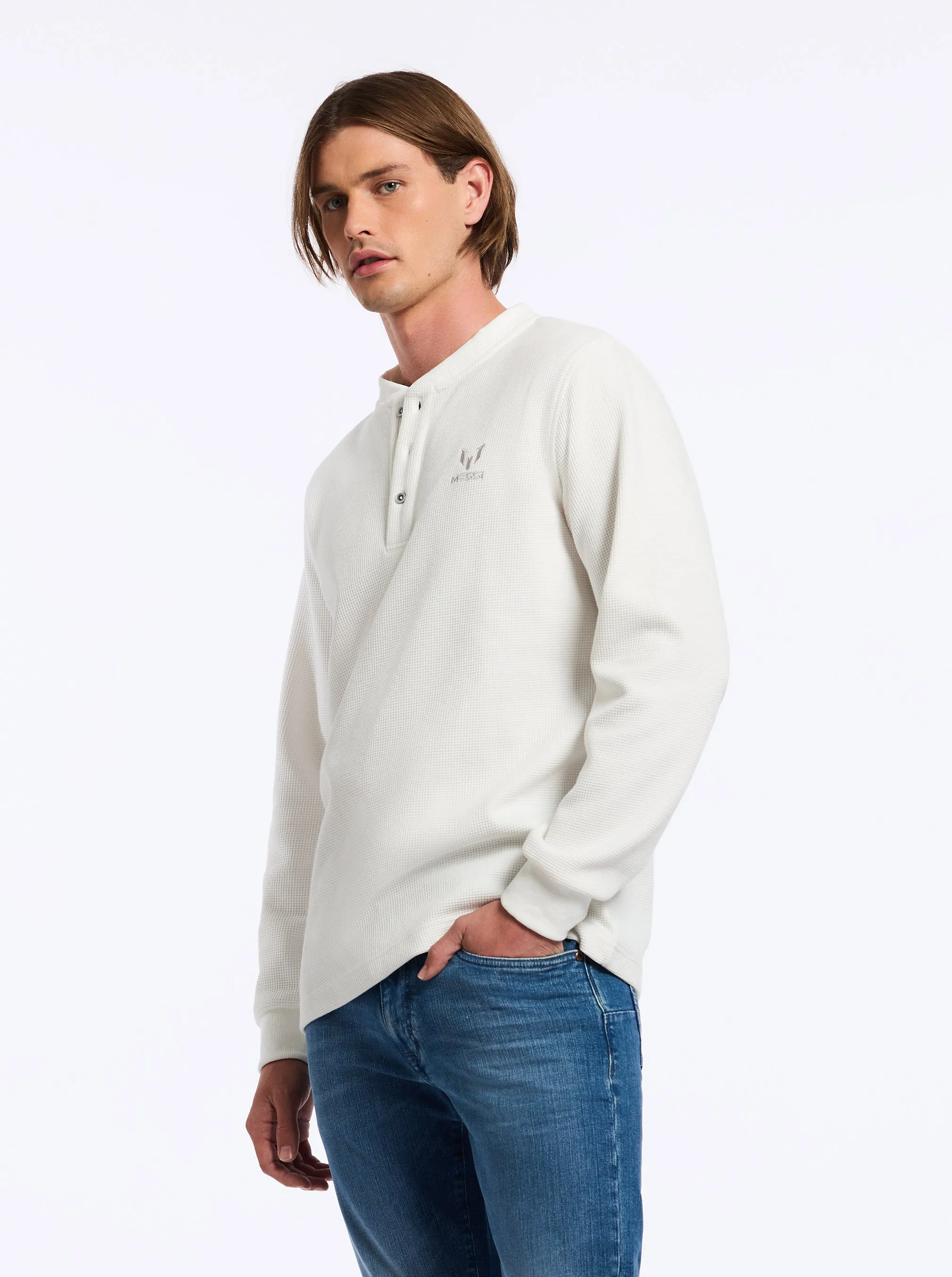 MESSI HENLEY LONG SLEEVE KNIT SHIRT