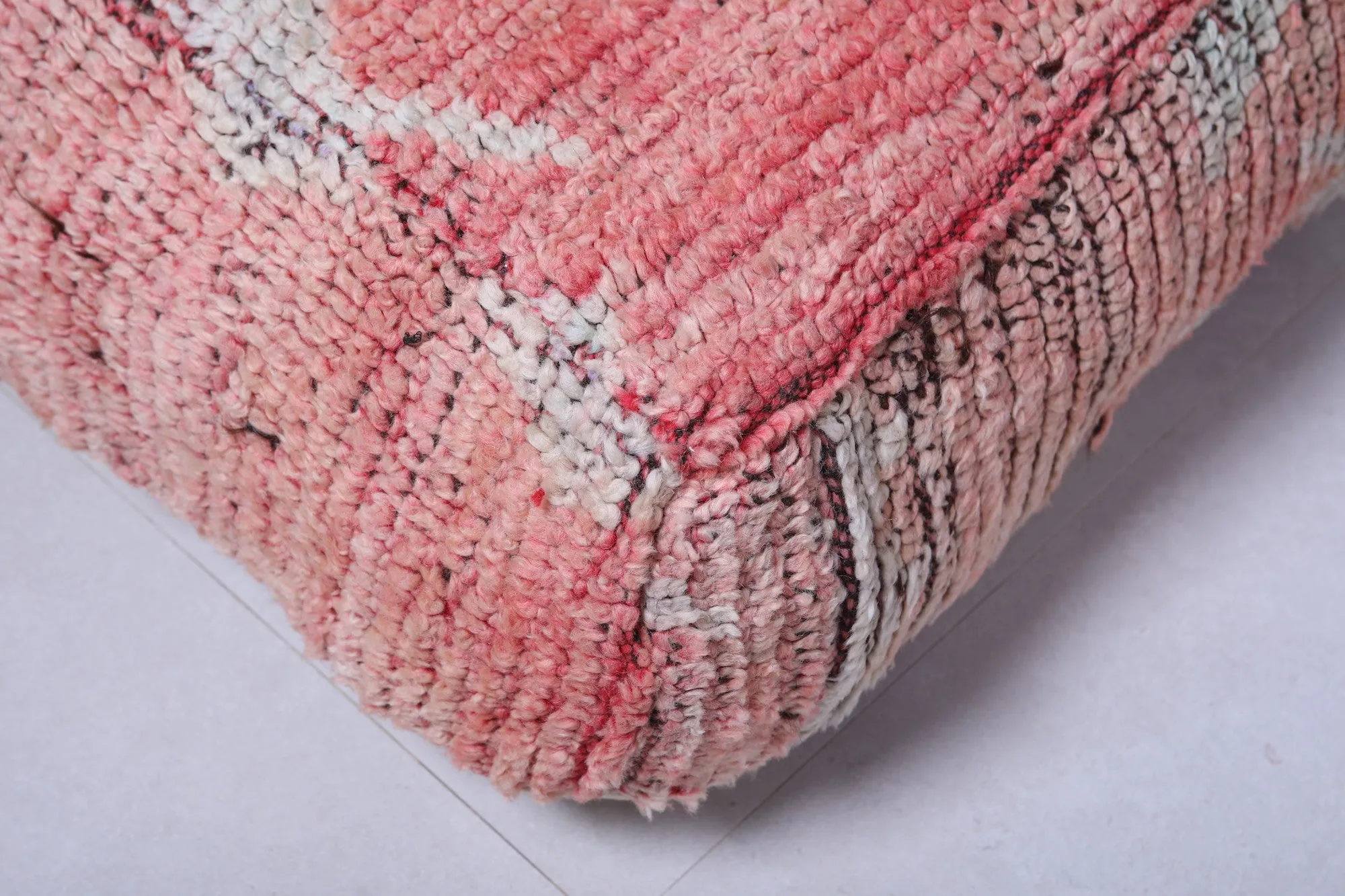 Moroccan berber handmade pink vintage rug pouf