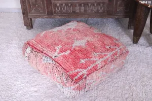 Moroccan berber handmade pink vintage rug pouf