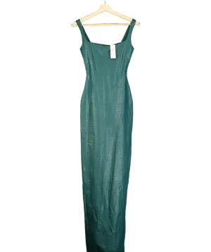 Naked Wardrobe Green Vegan Leather Croc Tank Maxi Dress UK XS