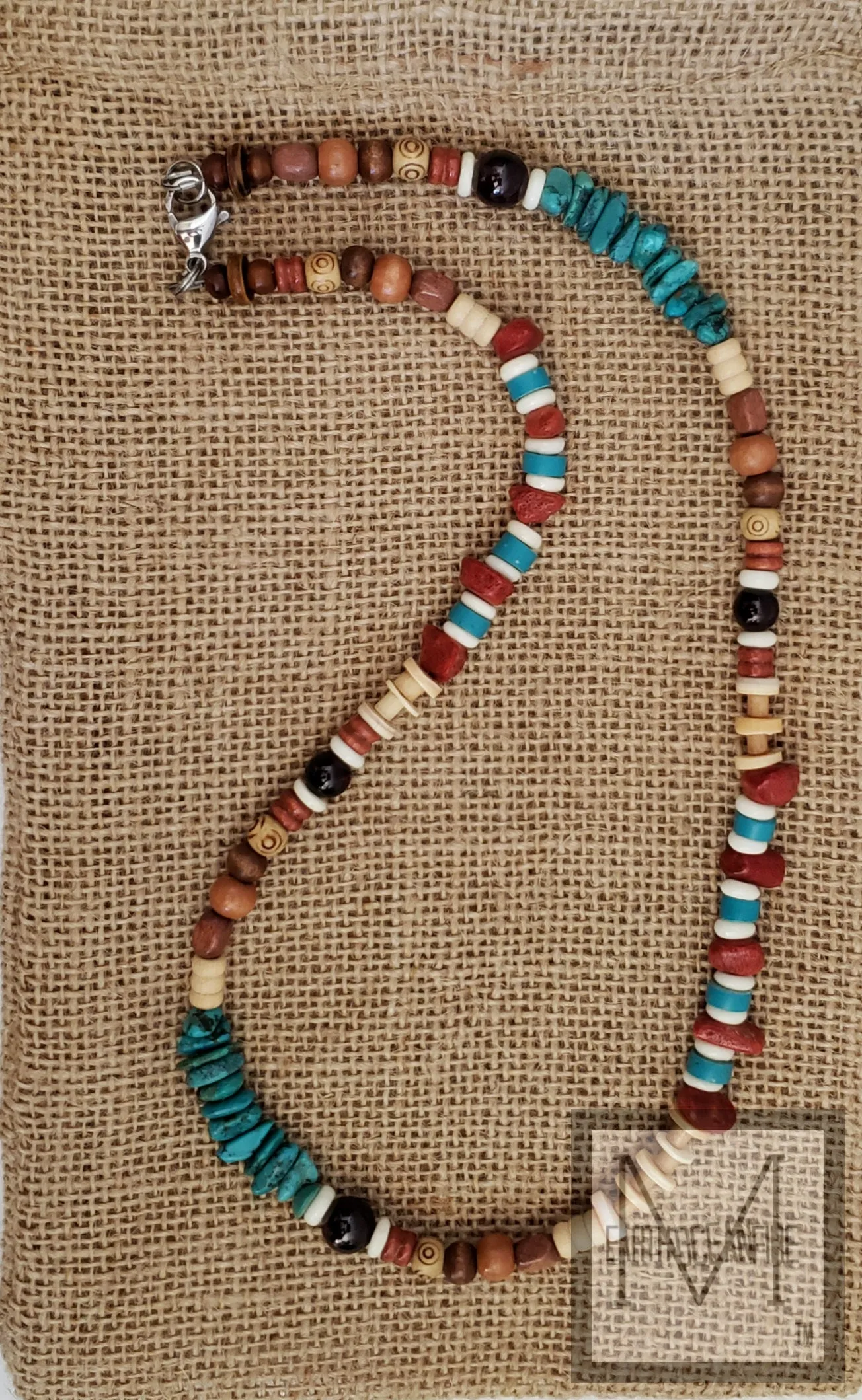Native American Indian Summer Turquoise  and Garnet Necklace
