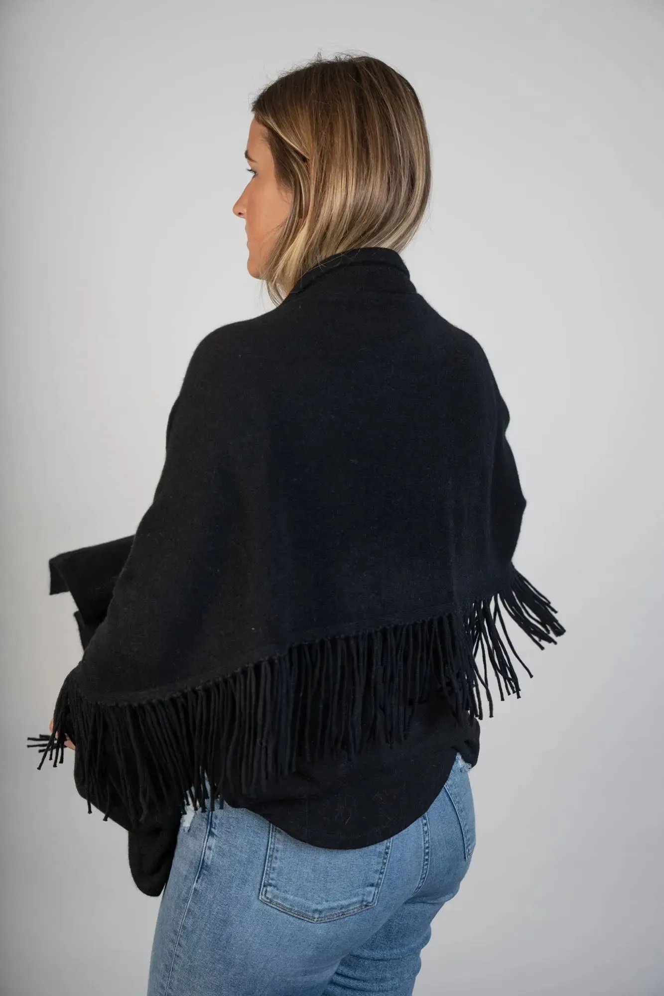 Navy Knitted Mink Shawl