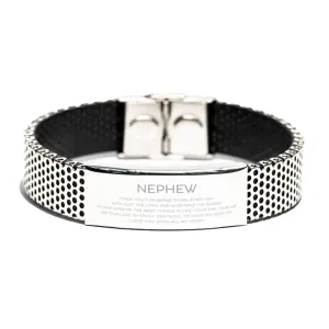 Nephew Gifts, Thank you for being there every day, Thank You Gifts For Nephew, Birthday Christmas Stainless Steel Bracelet For Nephew