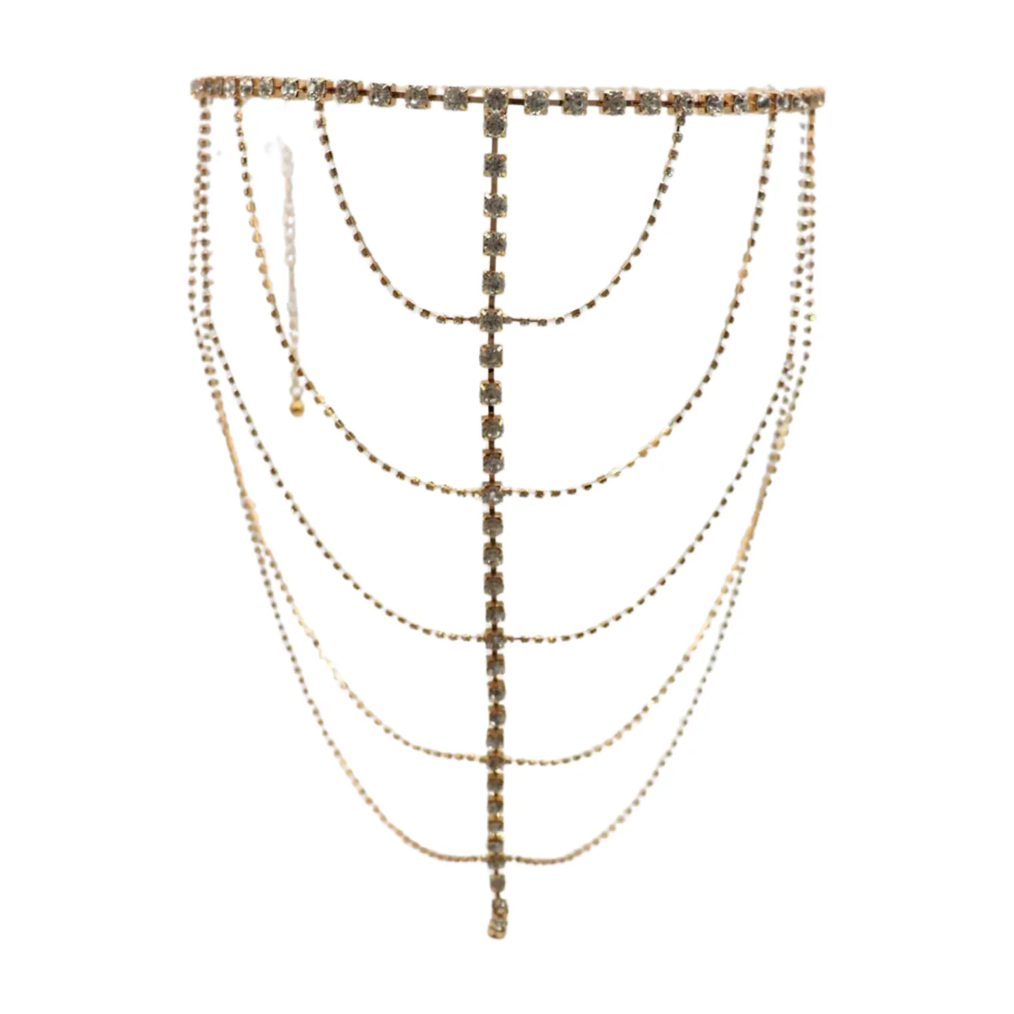 New Women Gold Metal Chain Wave High Waist Belt Rhinestone S M
