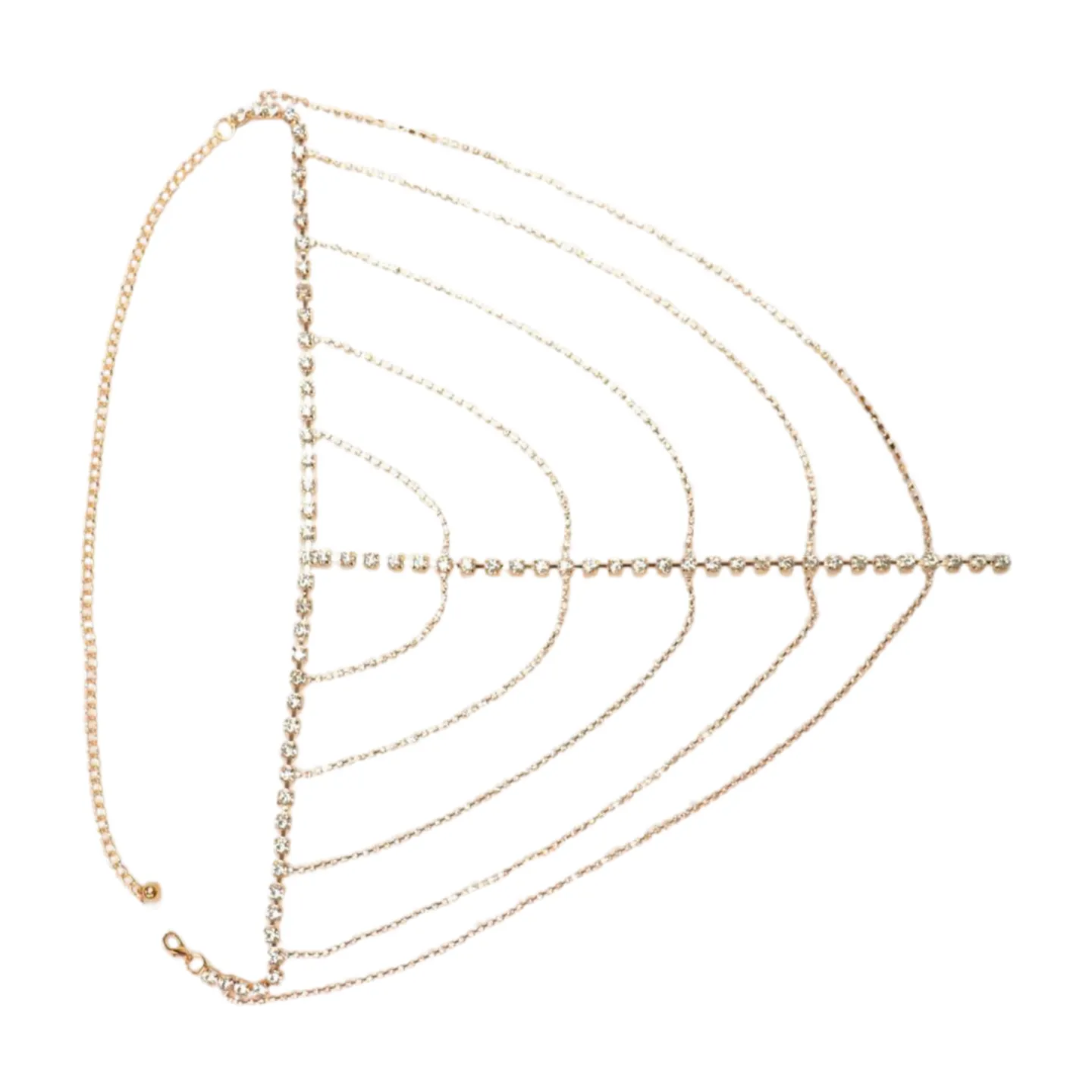 New Women Gold Metal Chain Wave High Waist Belt Rhinestone S M