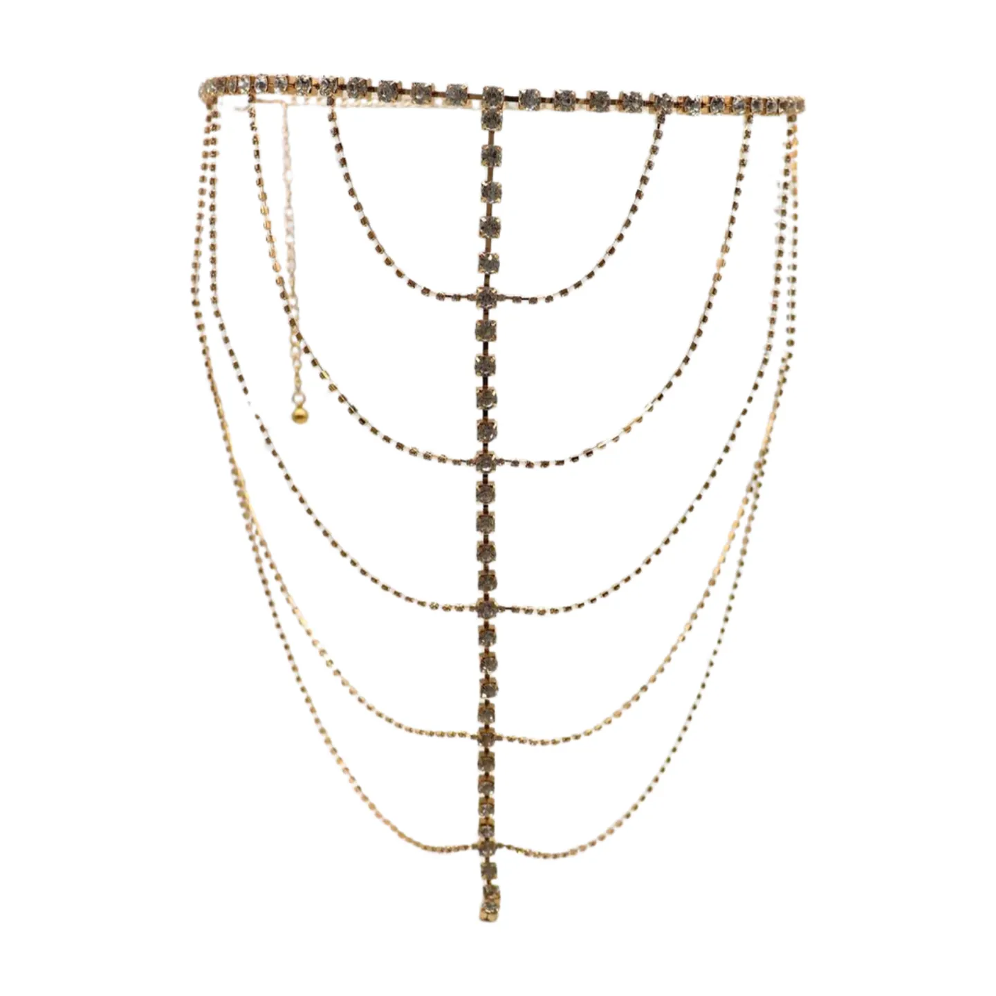 New Women Gold Metal Chain Wave High Waist Belt Rhinestone S M