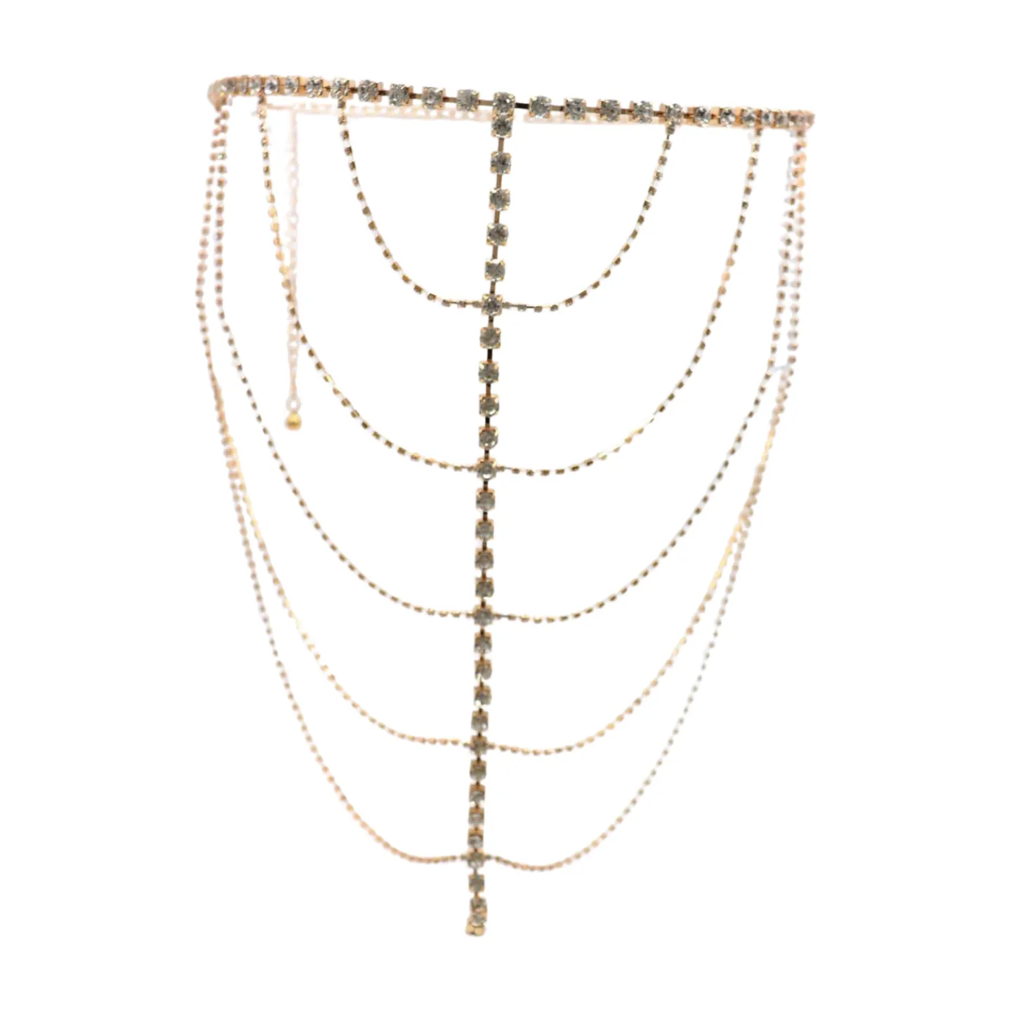 New Women Gold Metal Chain Wave High Waist Belt Rhinestone S M