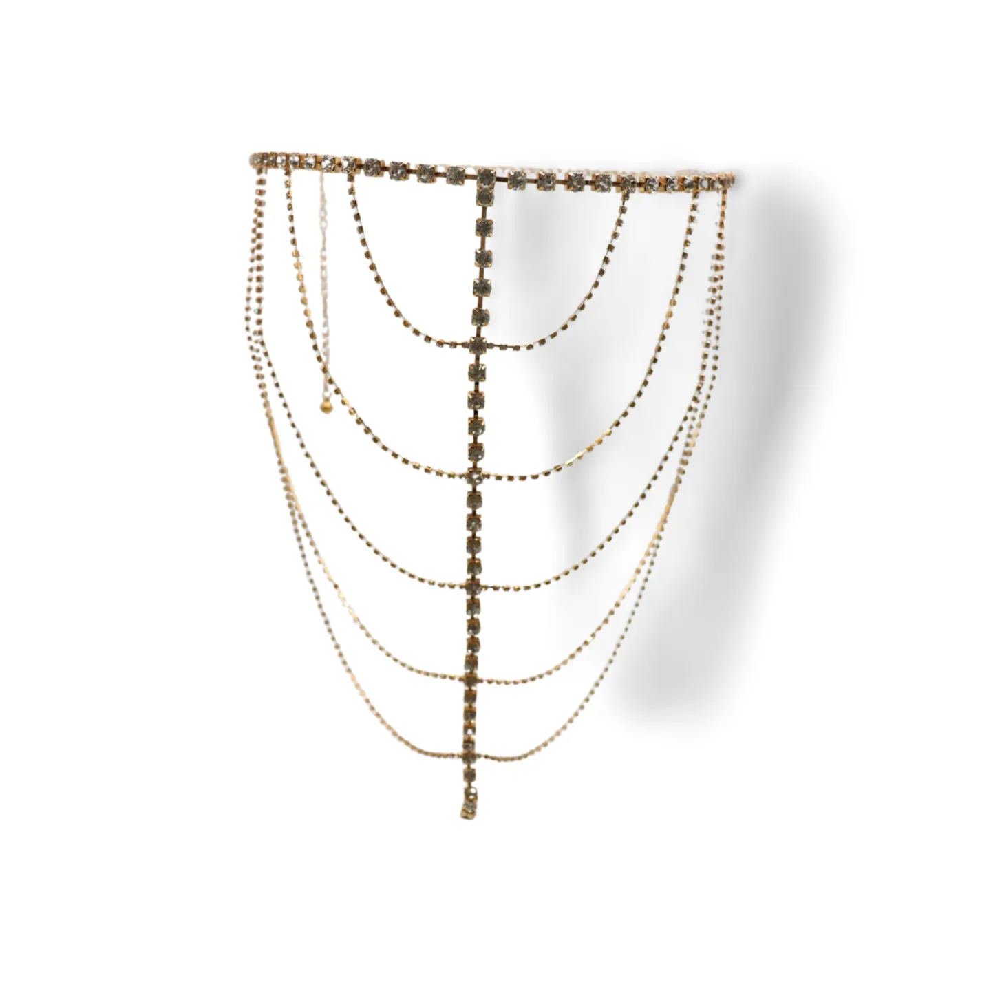 New Women Gold Metal Chain Wave High Waist Belt Rhinestone S M