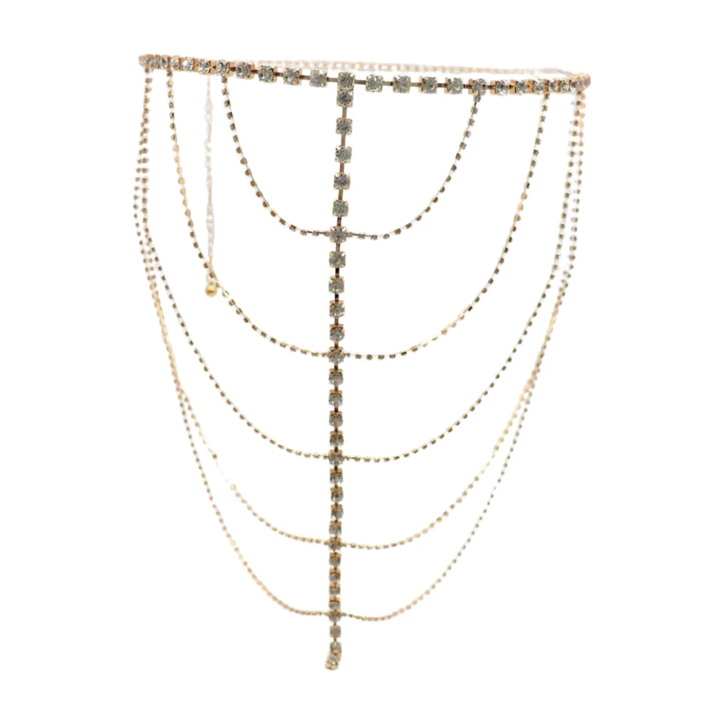 New Women Gold Metal Chain Wave High Waist Belt Rhinestone S M