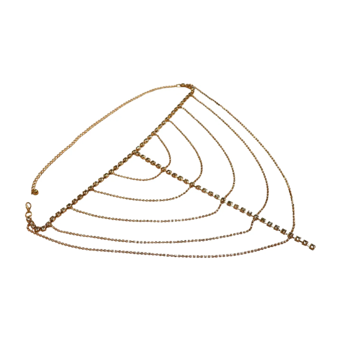 New Women Gold Metal Chain Wave High Waist Belt Rhinestone S M