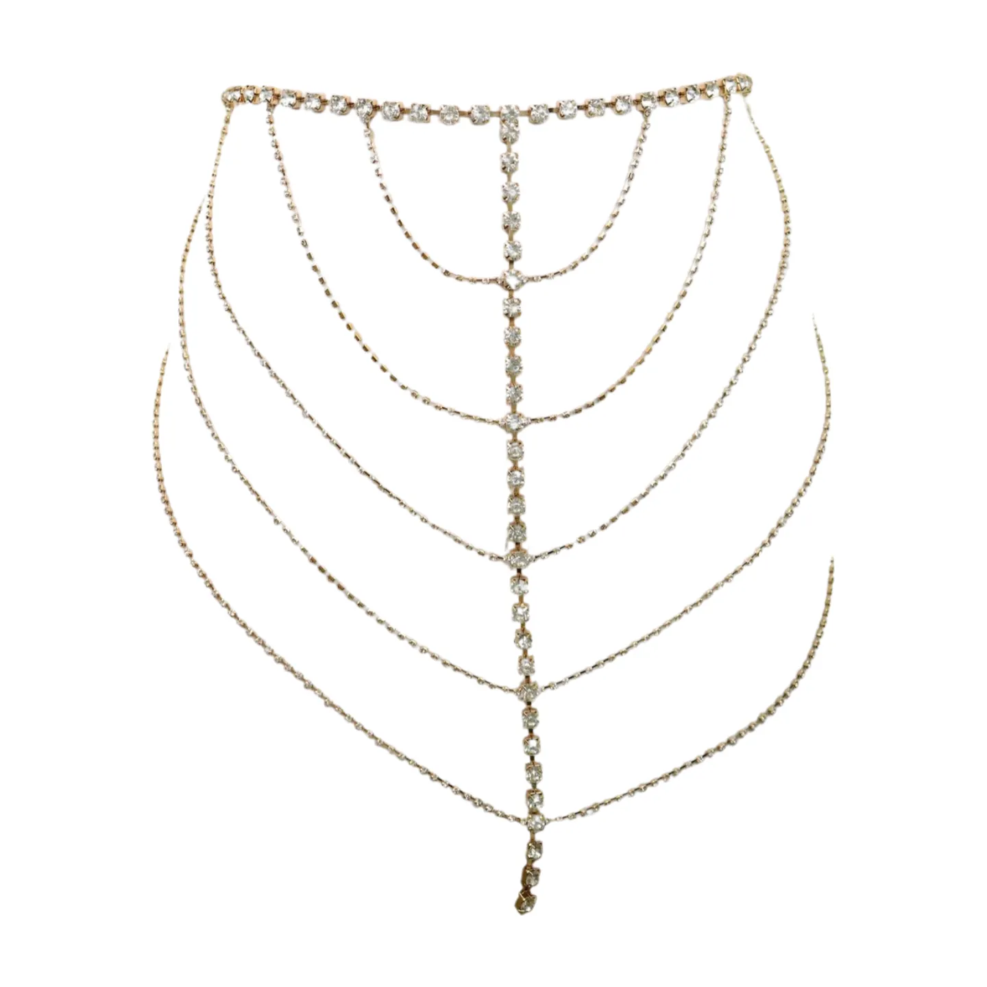 New Women Gold Metal Chain Wave High Waist Belt Rhinestone S M