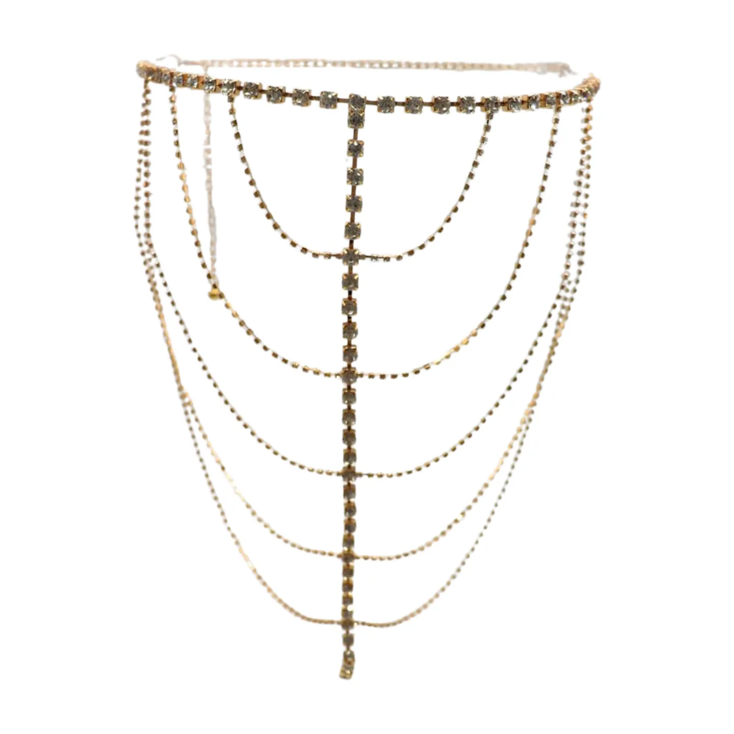 New Women Gold Metal Chain Wave High Waist Belt Rhinestone S M