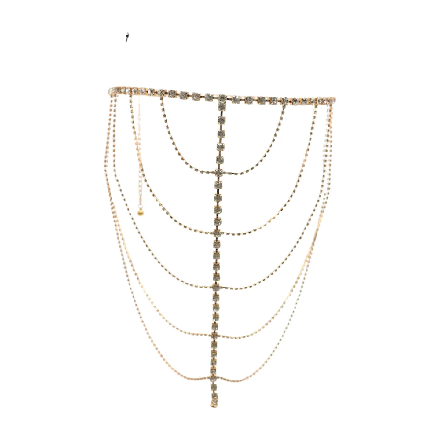 New Women Gold Metal Chain Wave High Waist Belt Rhinestone S M