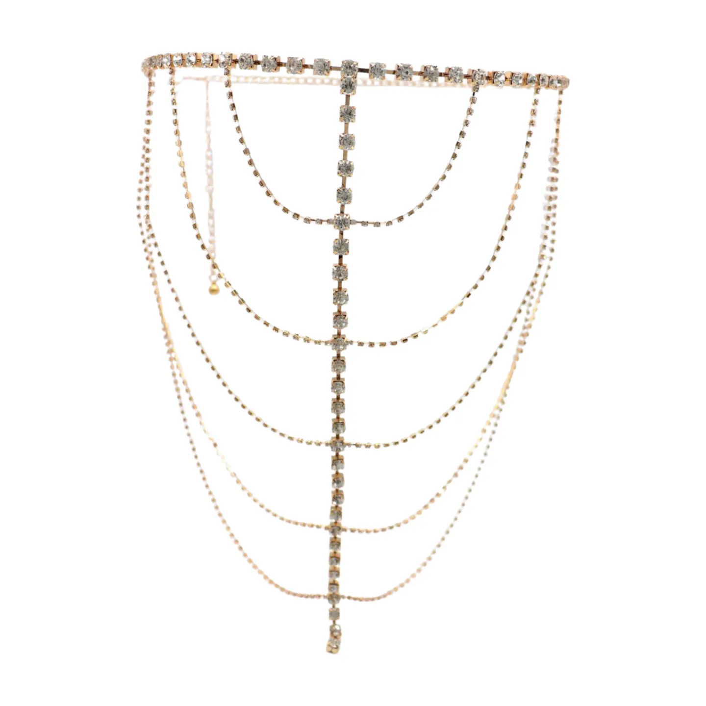 New Women Gold Metal Chain Wave High Waist Belt Rhinestone S M