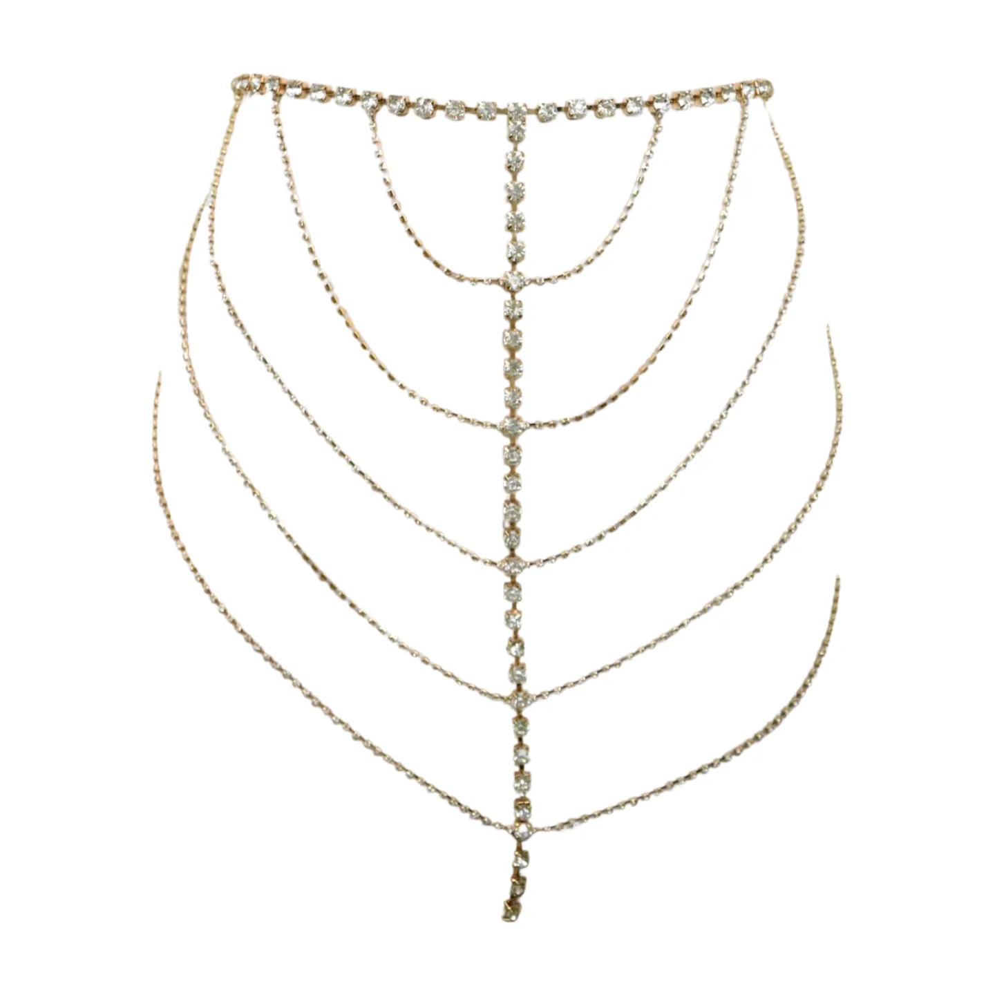 New Women Gold Metal Chain Wave High Waist Belt Rhinestone S M