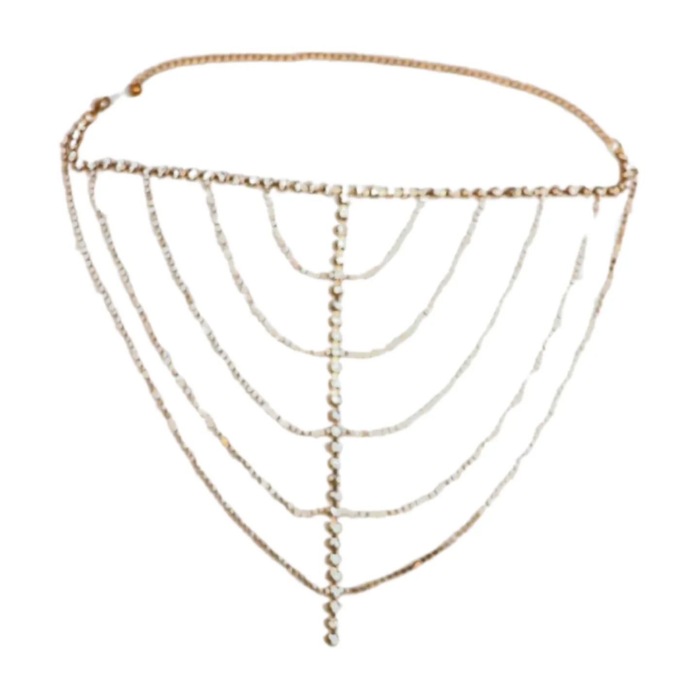 New Women Gold Metal Chain Wave High Waist Belt Rhinestone S M