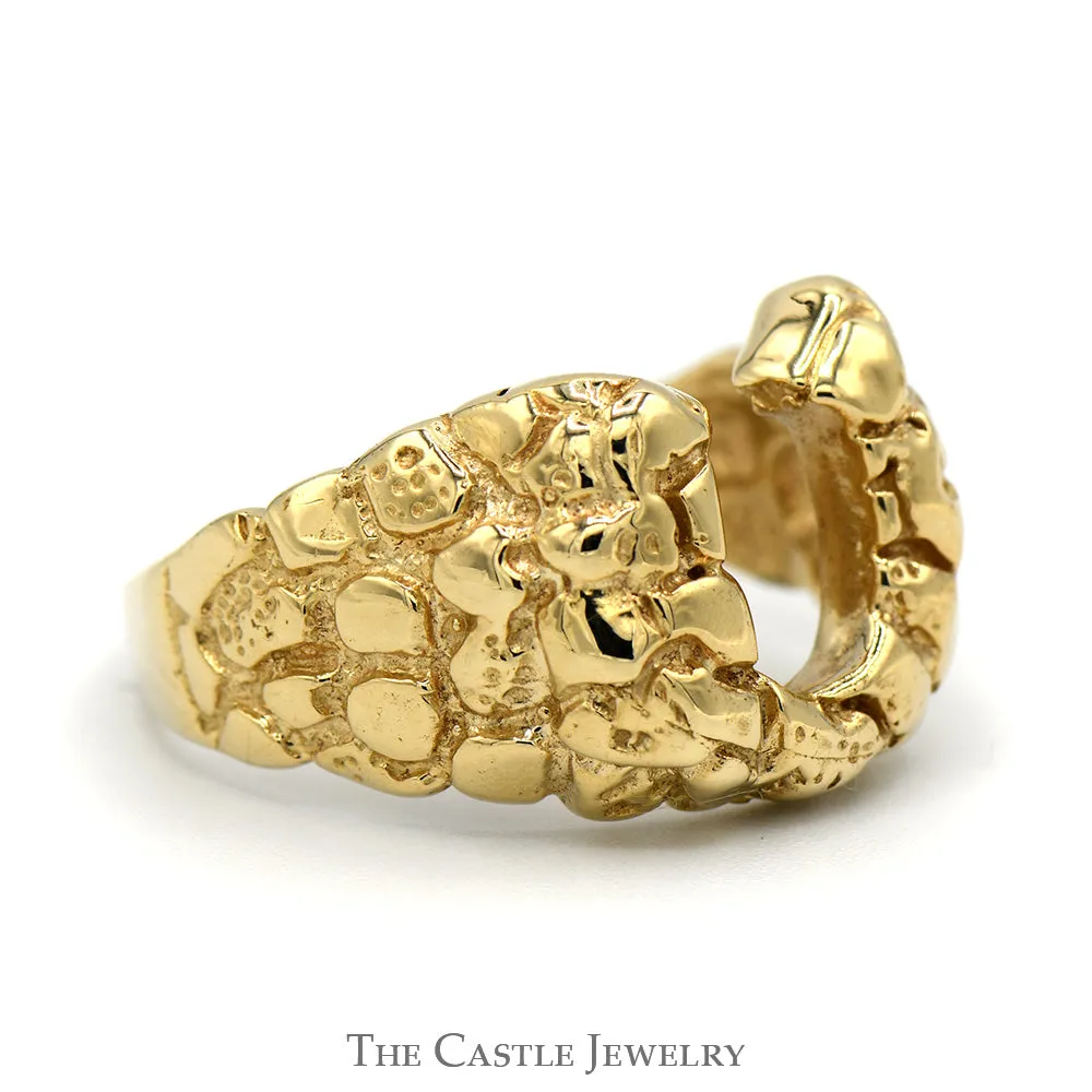 Nugget Style Horseshoe Ring in 10k Yellow Gold