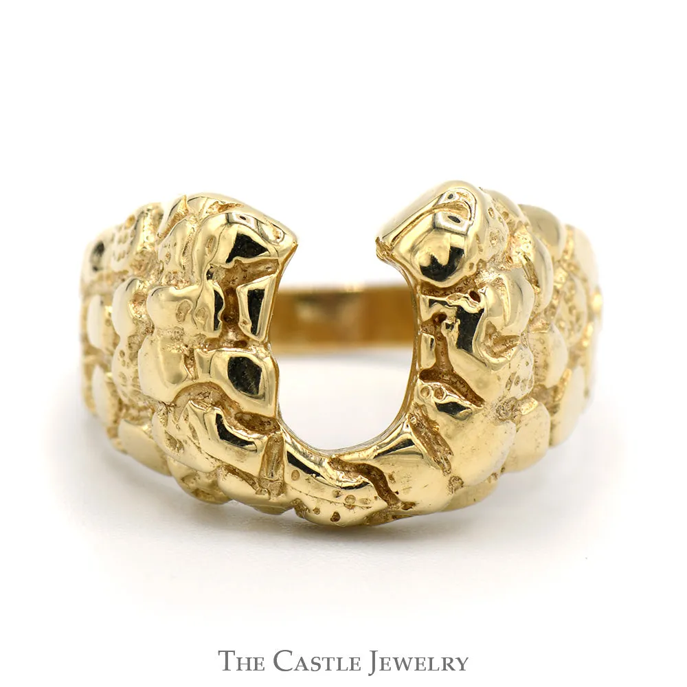 Nugget Style Horseshoe Ring in 10k Yellow Gold
