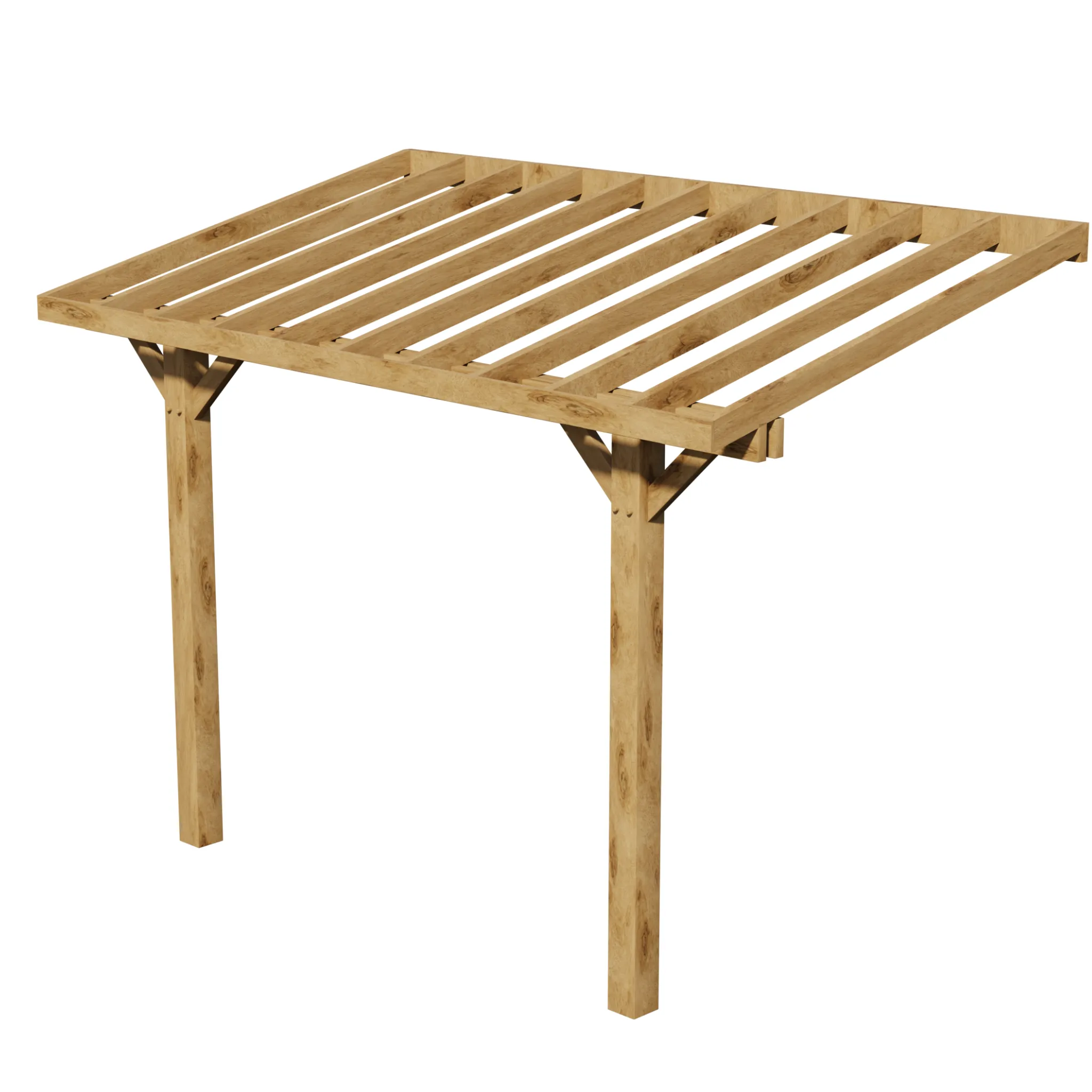 Oak Wooden Pergola - Open Roof - Lean-To Structure