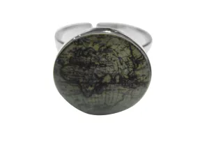 Old Style World Map Adjustable Size Fashion Ring