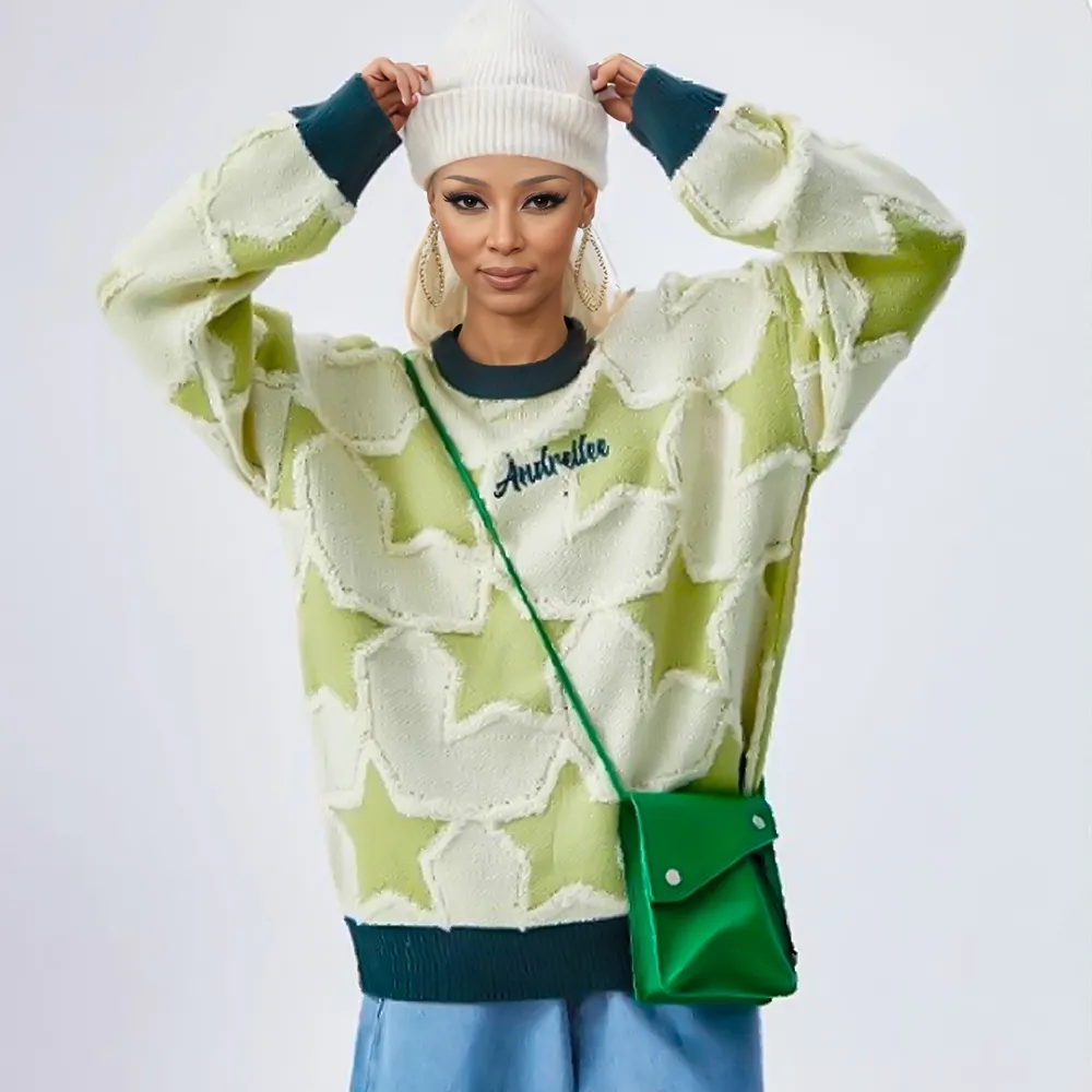⚡OOC' Vintage Star Jacquard Patch Sweater