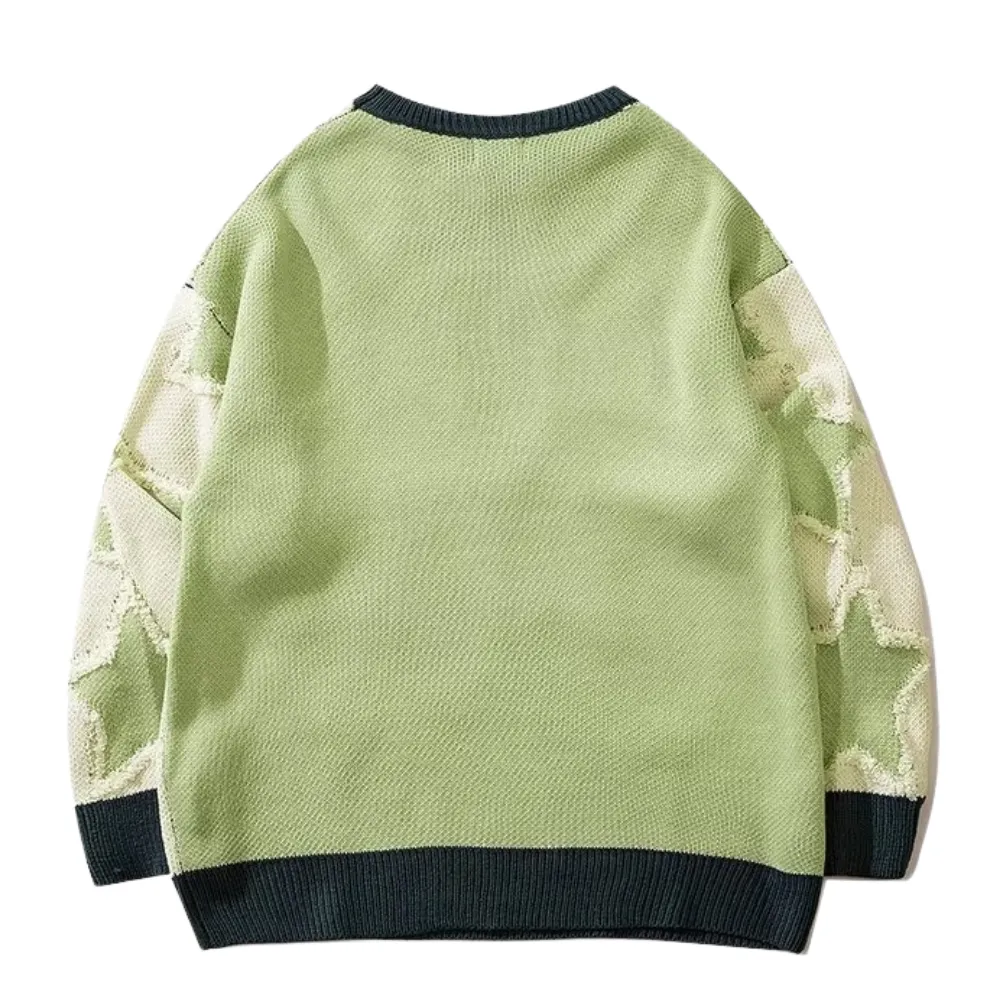 ⚡OOC' Vintage Star Jacquard Patch Sweater