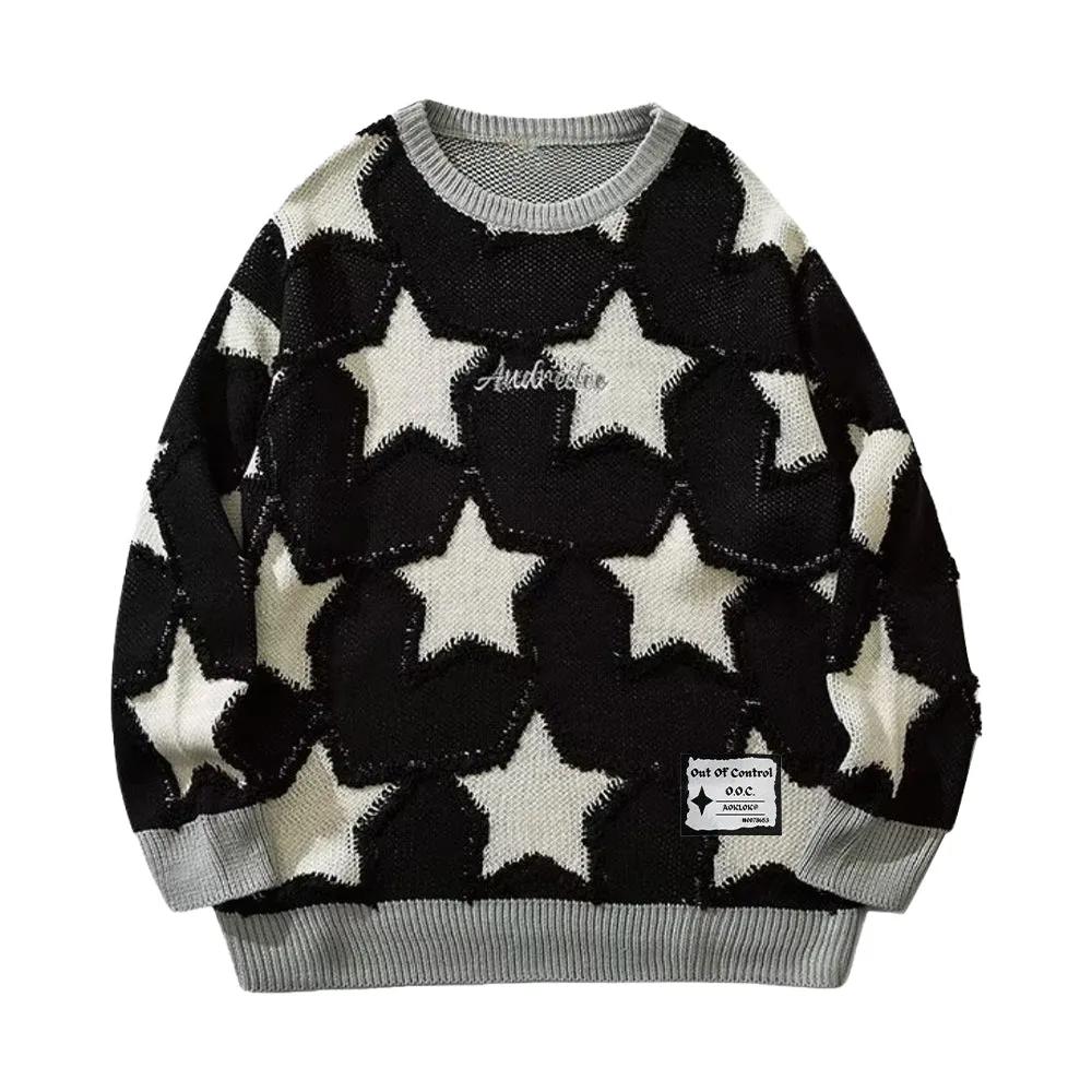 ⚡OOC' Vintage Star Jacquard Patch Sweater
