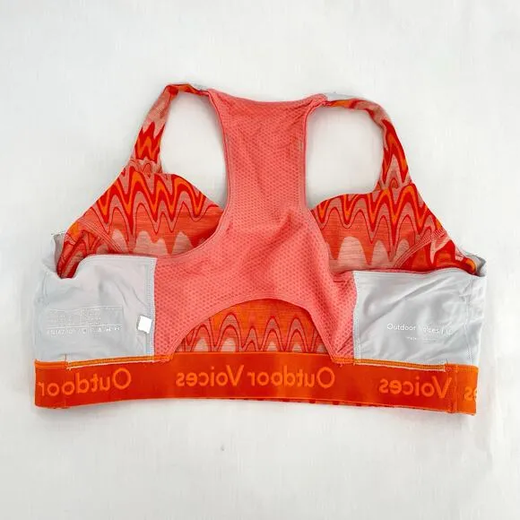 Outdoor Voices Grapefruit Helios Doing Things Sports Bra Wavy Print Retro Top XL