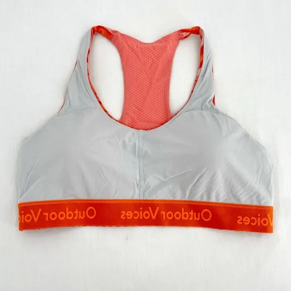 Outdoor Voices Grapefruit Helios Doing Things Sports Bra Wavy Print Retro Top XL