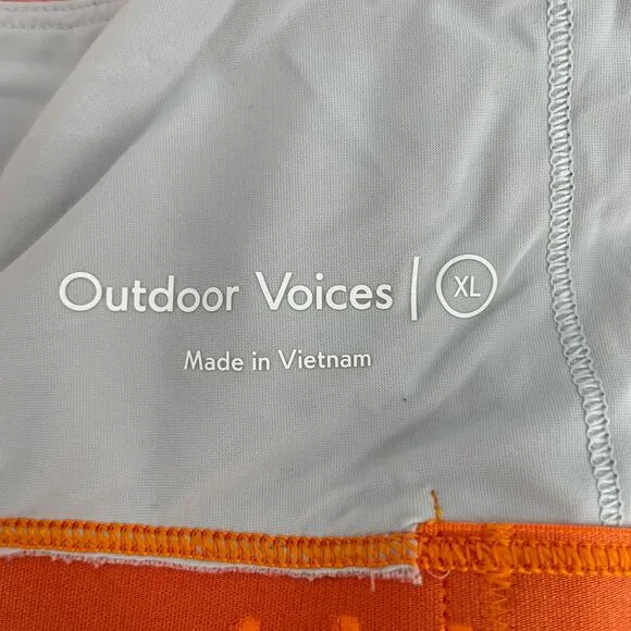 Outdoor Voices Grapefruit Helios Doing Things Sports Bra Wavy Print Retro Top XL