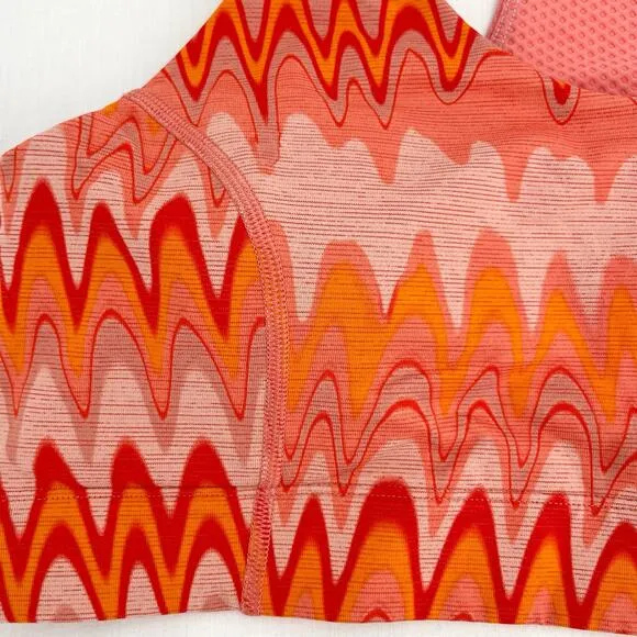 Outdoor Voices Grapefruit Helios Doing Things Sports Bra Wavy Print Retro Top XL