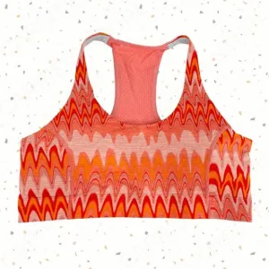 Outdoor Voices Grapefruit Helios Doing Things Sports Bra Wavy Print Retro Top XL