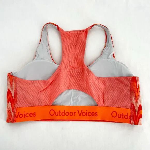 Outdoor Voices Grapefruit Helios Doing Things Sports Bra Wavy Print Retro Top XL