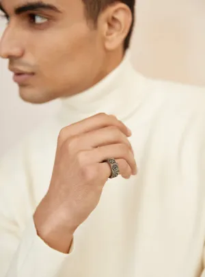 Outhouse   I   Poppi Oculus Bolt Ring - Gunmetal Brass, Rhodium  Accessories OHAW21RI072