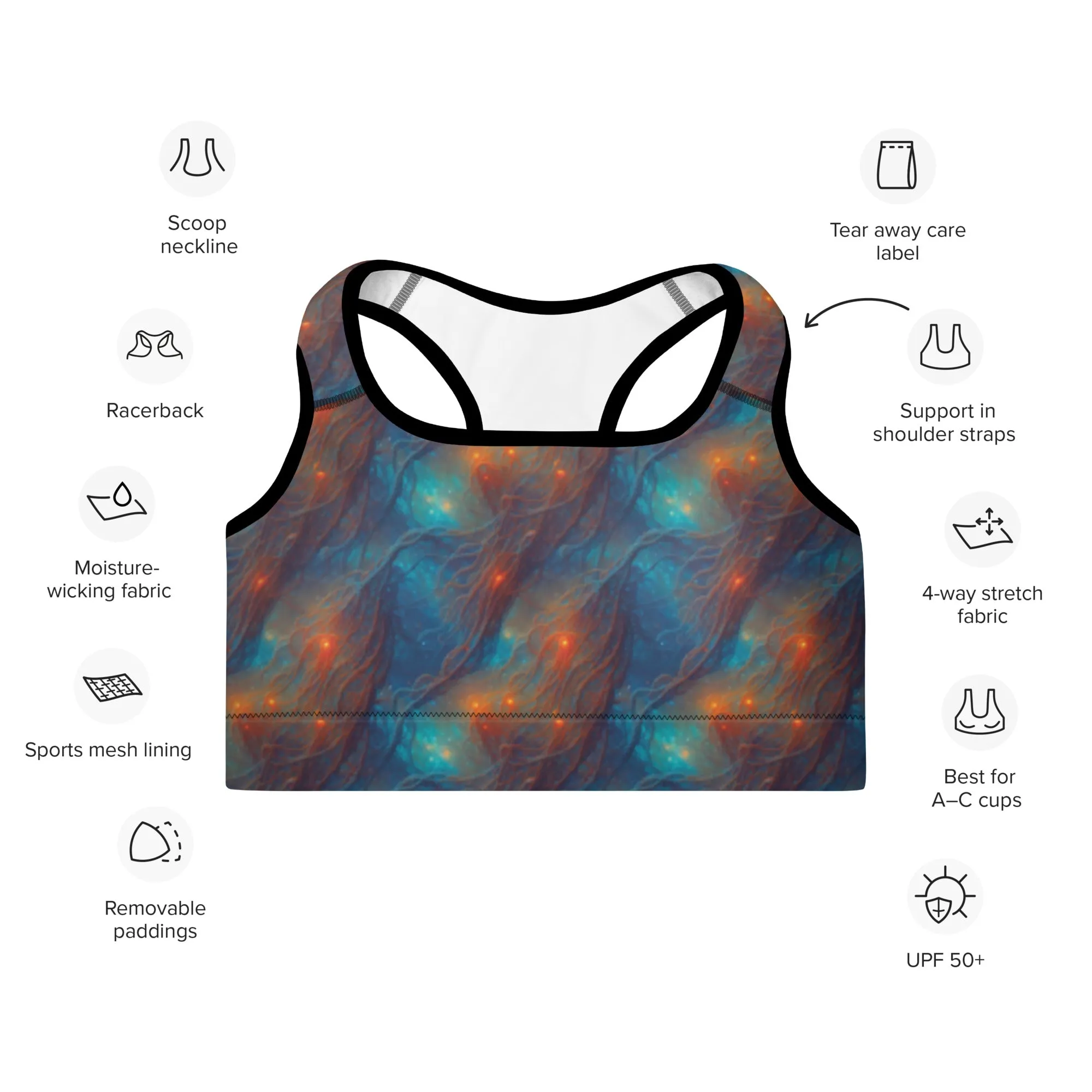 Padded Sports Bra - Nebular Nexus