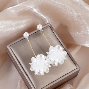 Pearl & Acrylic 18K Gold-Plated Flower Sphere Drop Earrings