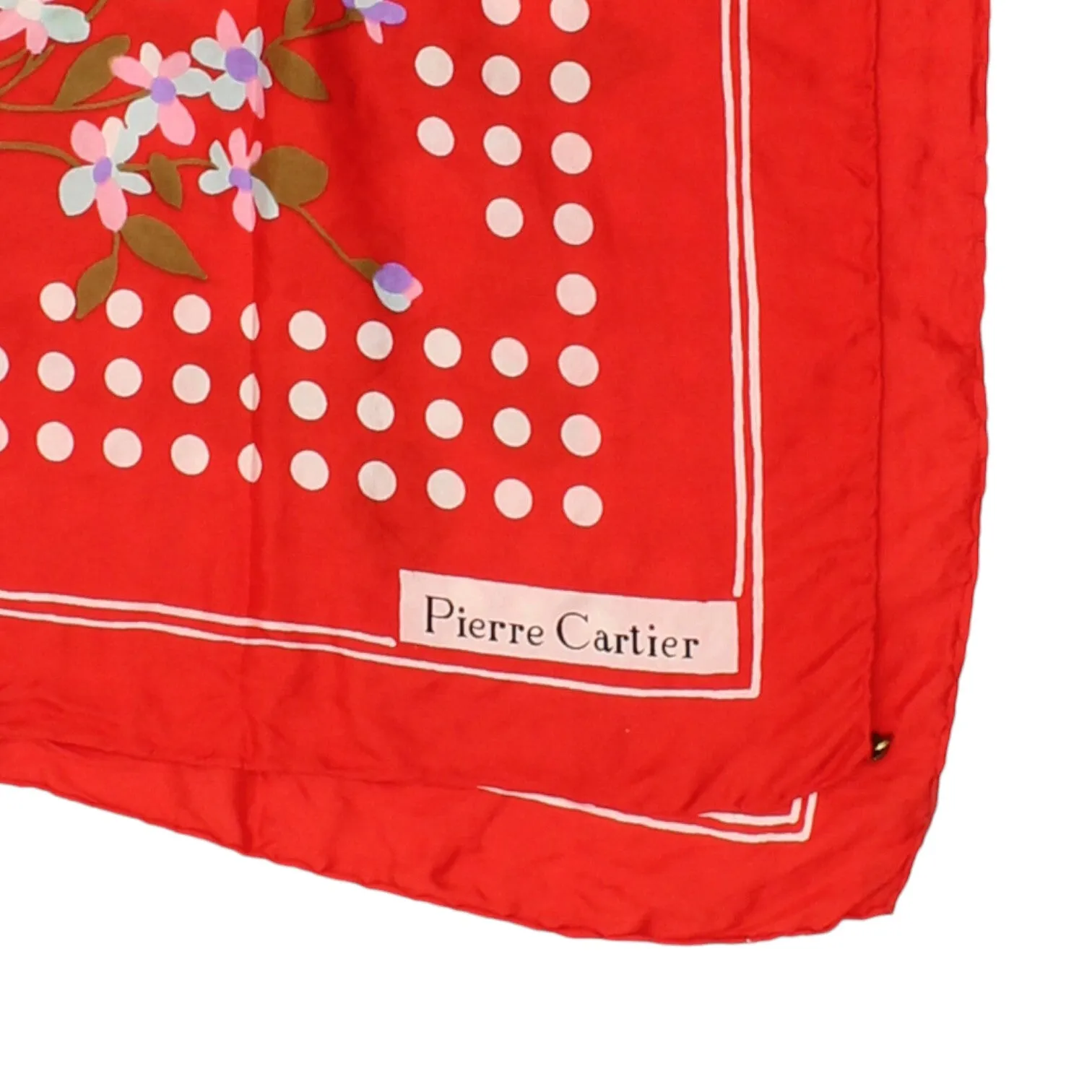 Pierre Cartier Foulard Scarf | Vintage Womens Red Floral Print Luxury High End