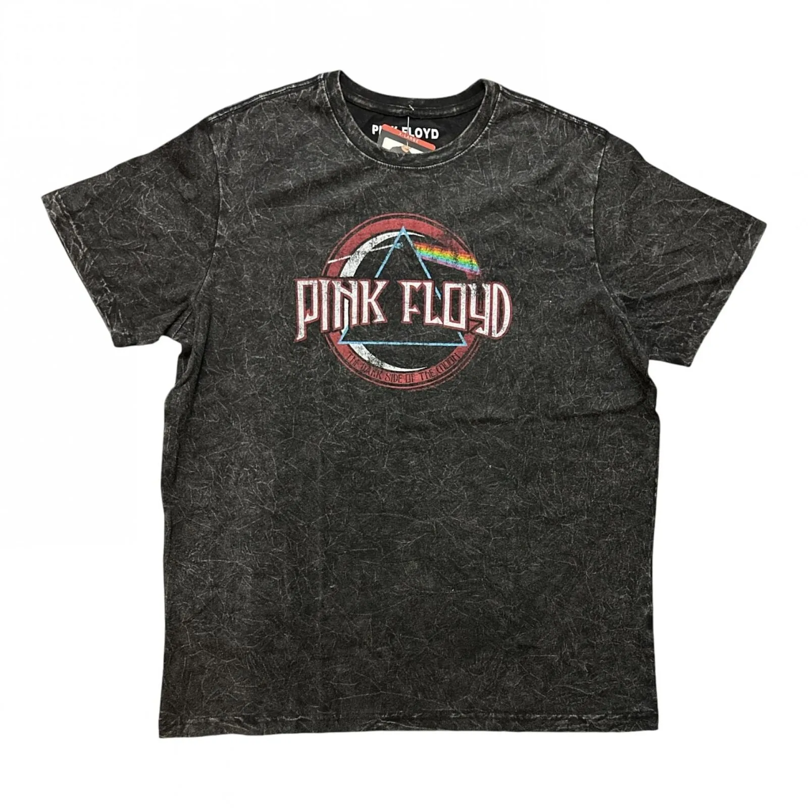 Pink Floyd Men's Vintage Mineral Wash Crewneck Short Sleeve Band Tee 14196-Pink