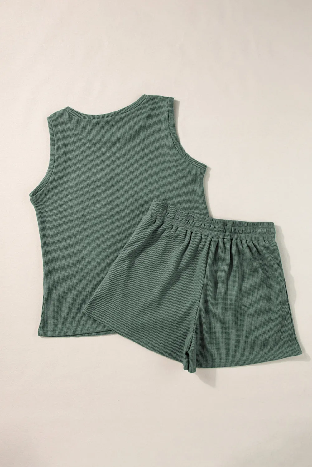 Pocket Tank and Drawstring Shorts Set