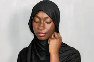 Premium Ribbed Jersey Black Hijab