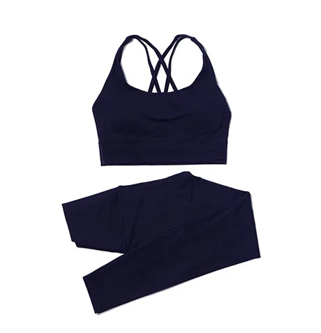 Premium Women's Yoga Set – Breathable Tracksuit for Fitness, Running, and Outdoor Sports – High-Waisted Leggings & Sports Bra, Comfortable & Elastic, Nylon-Spandex Blend, Removable Chest Pads, Invisible Waist Pocket