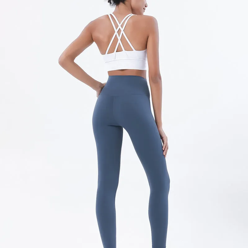 Premium Women's Yoga Set – Breathable Tracksuit for Fitness, Running, and Outdoor Sports – High-Waisted Leggings & Sports Bra, Comfortable & Elastic, Nylon-Spandex Blend, Removable Chest Pads, Invisible Waist Pocket