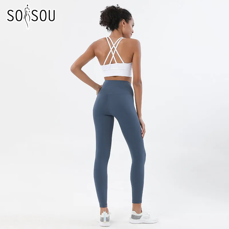 Premium Women's Yoga Set – Breathable Tracksuit for Fitness, Running, and Outdoor Sports – High-Waisted Leggings & Sports Bra, Comfortable & Elastic, Nylon-Spandex Blend, Removable Chest Pads, Invisible Waist Pocket