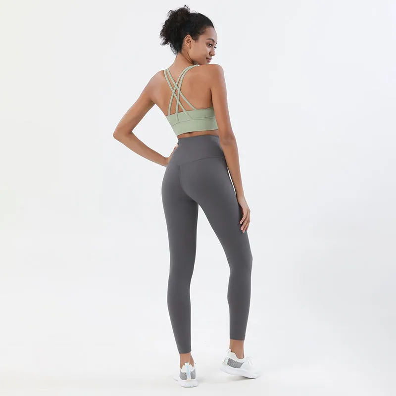 Premium Women's Yoga Set – Breathable Tracksuit for Fitness, Running, and Outdoor Sports – High-Waisted Leggings & Sports Bra, Comfortable & Elastic, Nylon-Spandex Blend, Removable Chest Pads, Invisible Waist Pocket
