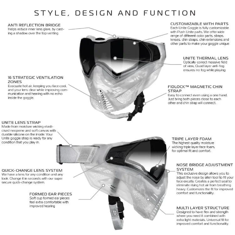 Push Unite Basic Paintball Maske - Schwarz