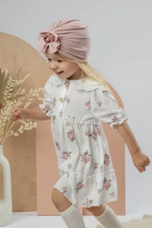 "Melodie" Ivory & Pink Vintage Floral Dress