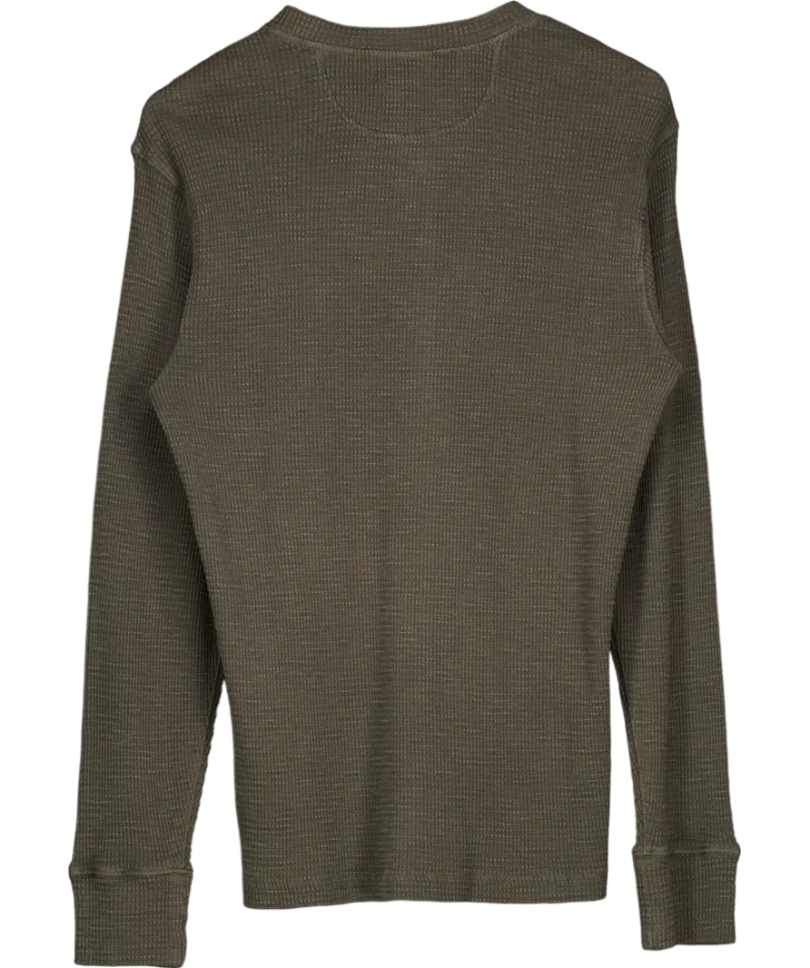 Ralph Lauren Brown Waffle Knit Cotton Henley UK M