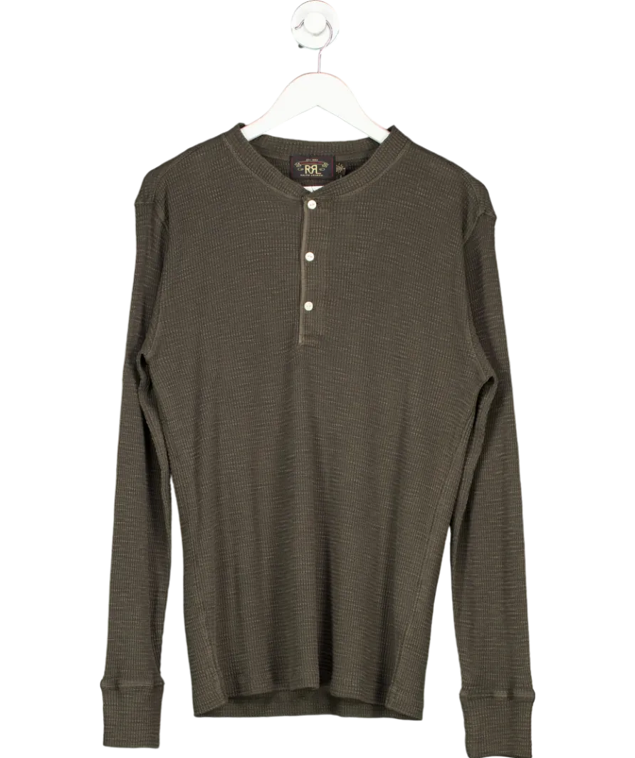 Ralph Lauren Brown Waffle Knit Cotton Henley UK M